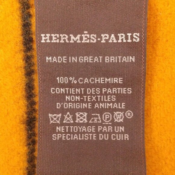 HERMES - Orange Light Blue Red Black Cashmere Scarf 405-071825 - Picture 7 of 7